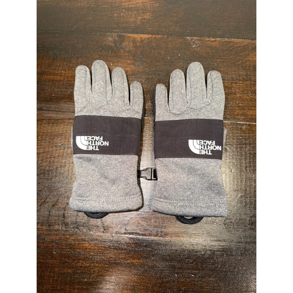The North Face Kids Gray Black Etip Fleece Lined Winter‎ Gloves Size 5 M/M